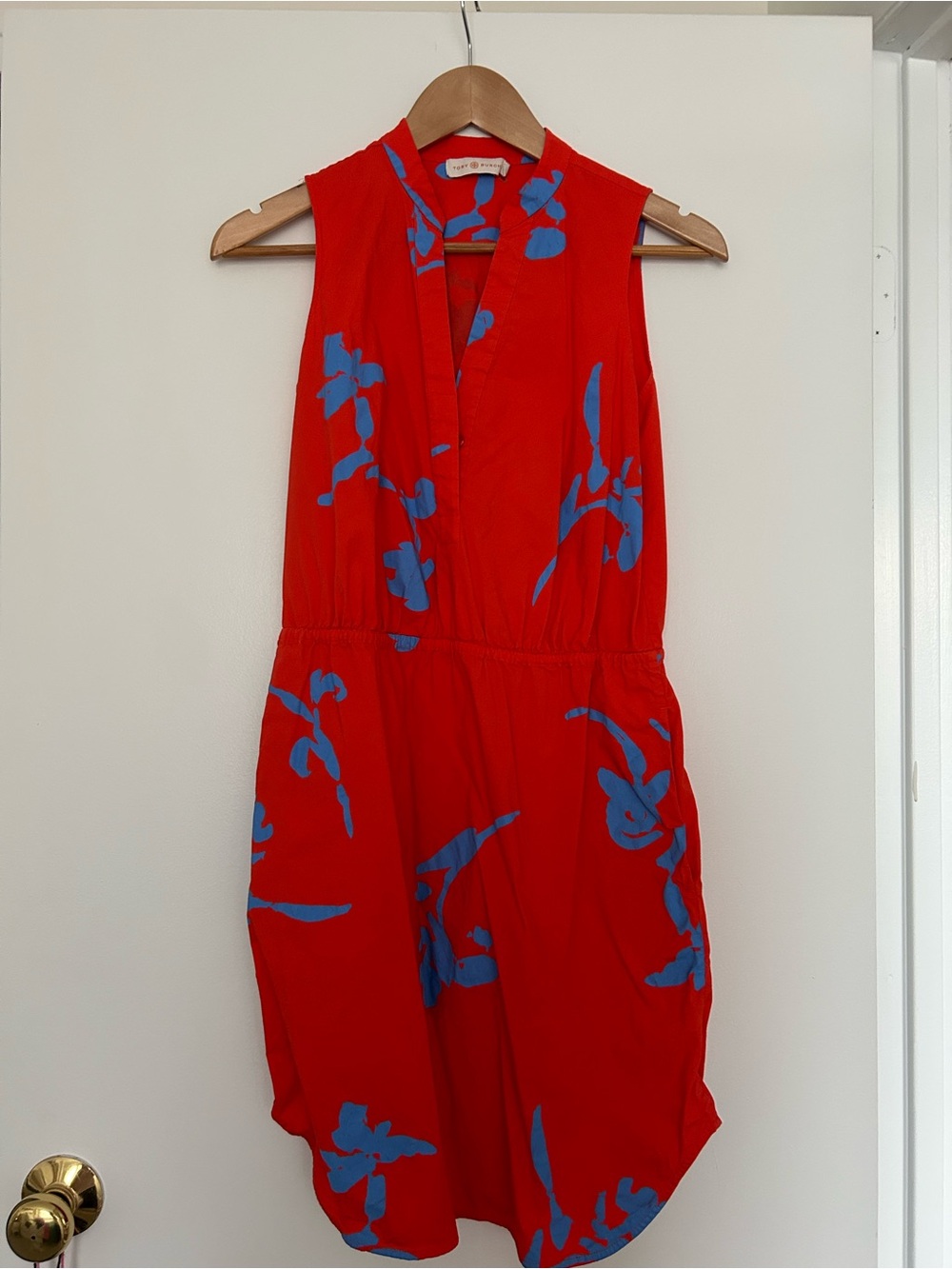 Tory Burch Red Sleeveless Floral Print Dress